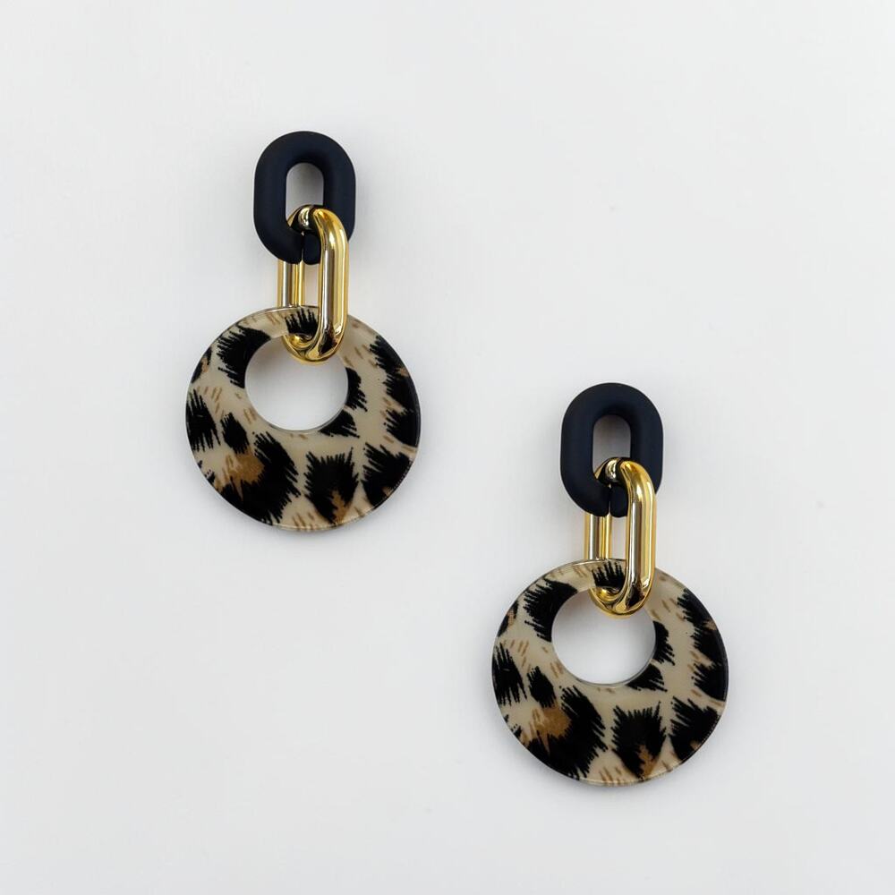 Leopard Print Drop Earrings
